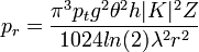p_r = {{\pi^3 p_t g^2 \theta^2 h |K|^2 Z} \over {1024 ln (2) \lambda^2 r^2}}